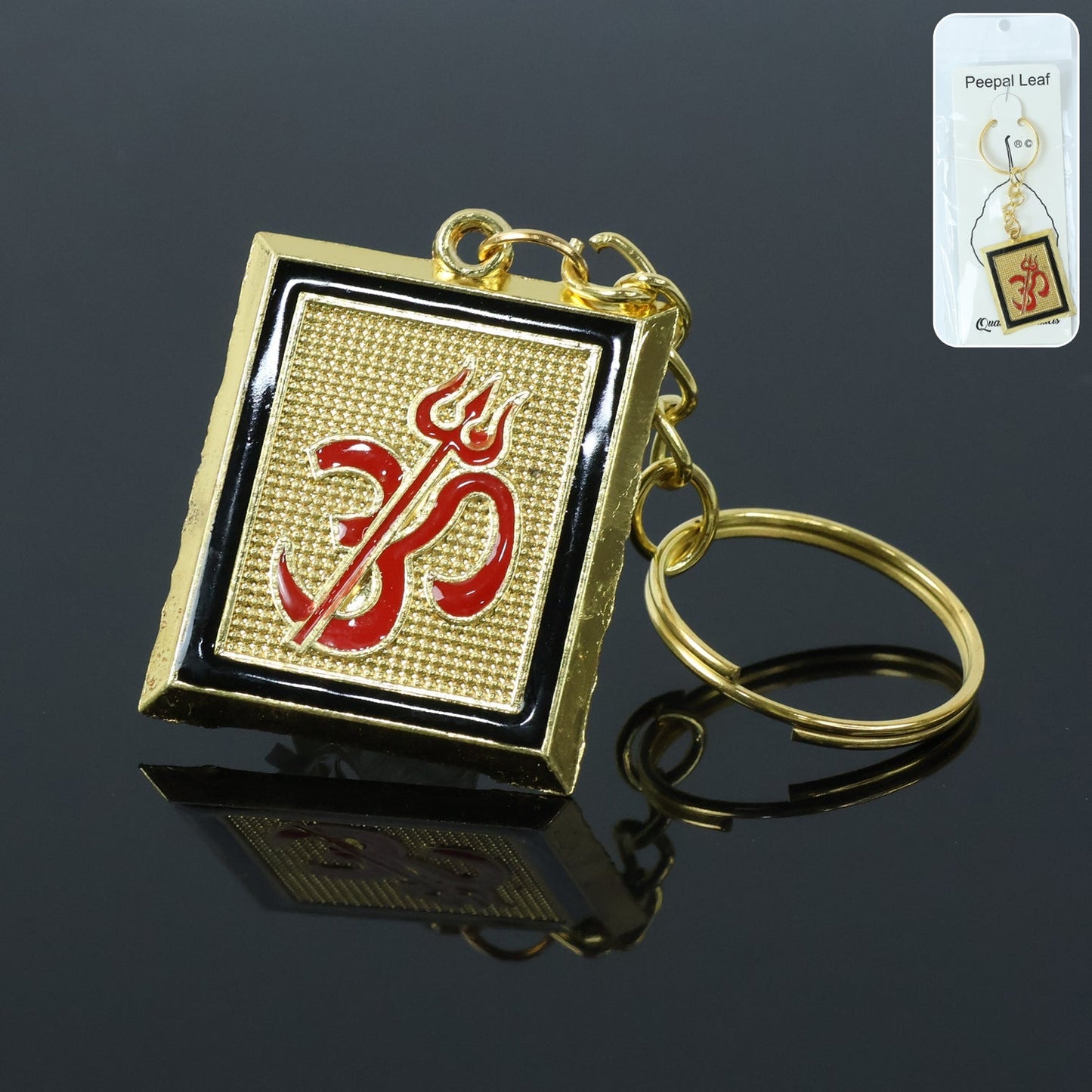 Om Trishul Symbol Golden Keychain (1 Pc) signaturekarts