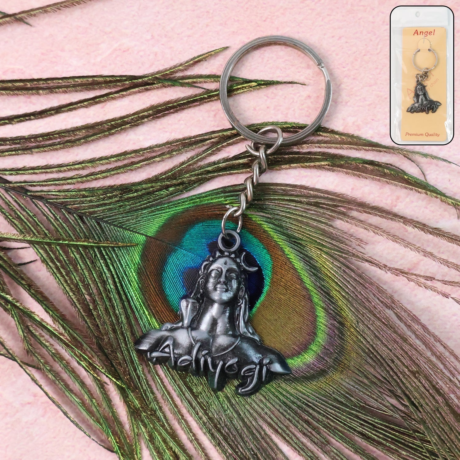 Lord Shiva & Adiyogi Metal Keychain Set (2 Pc Mix Design signaturekarts