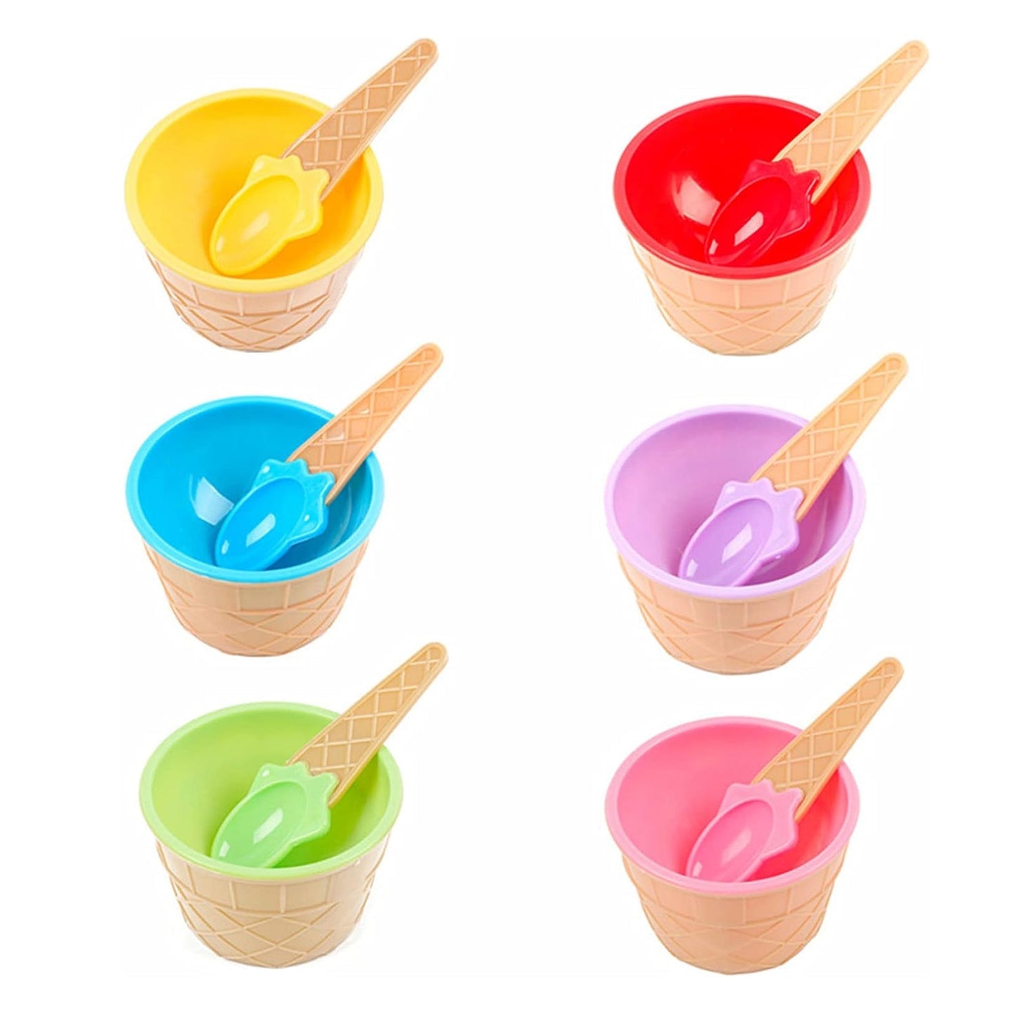 Premium Ice Cream Waffle Spoon Bowl Set (6-Piece , Color Box) signaturekarts