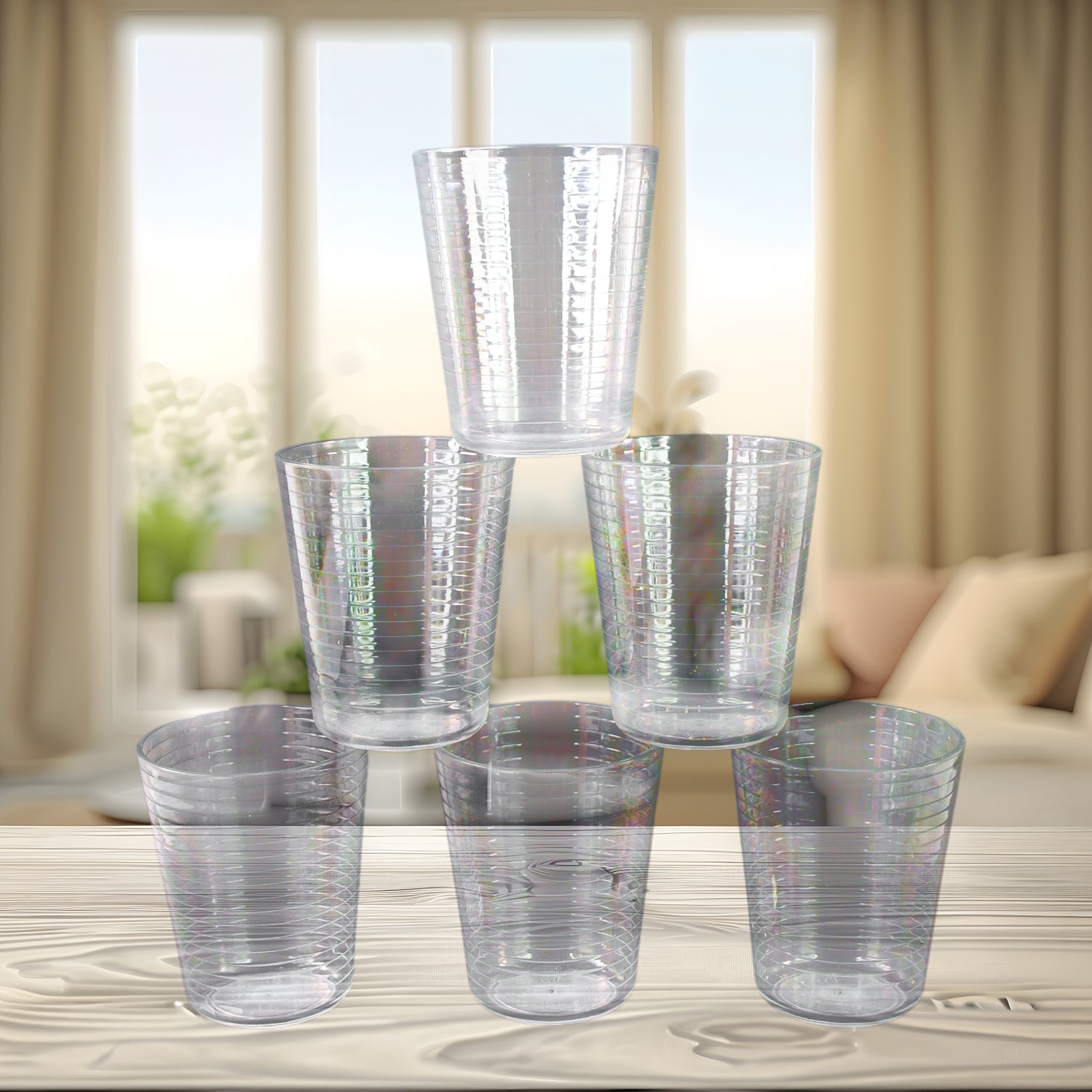 Apex Pyramid Ringo Plastic Glass – 300ml Approx | Durable, Crystal-Clear Tumbler Signature kart
