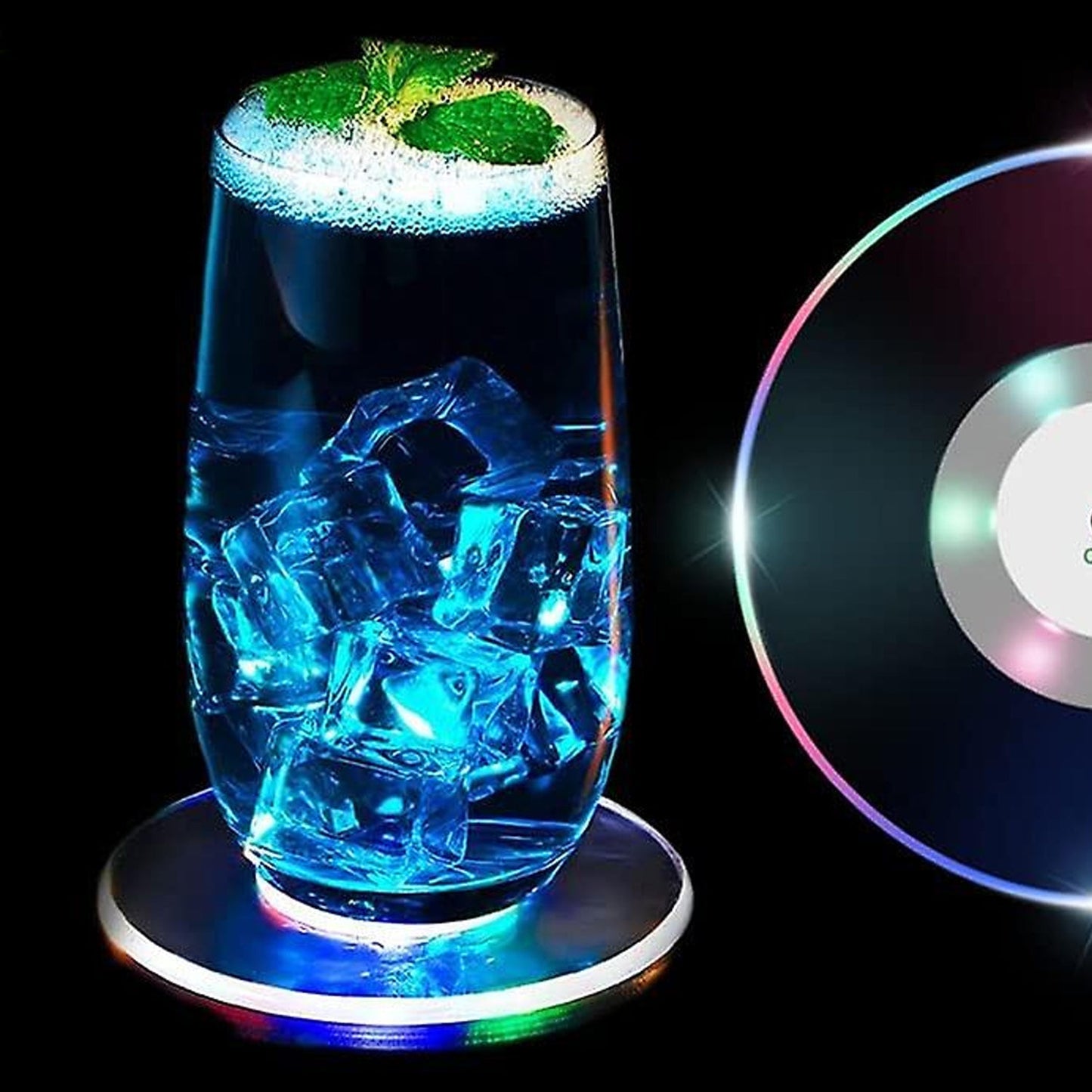 Colorful LED Cocktail Coaster, Round Ultra-Thin LED Drink Coaster (1 Pc) signaturekarts
