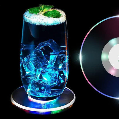 Colorful LED Cocktail Coaster, Round Ultra-Thin LED Drink Coaster (1 Pc) signaturekarts
