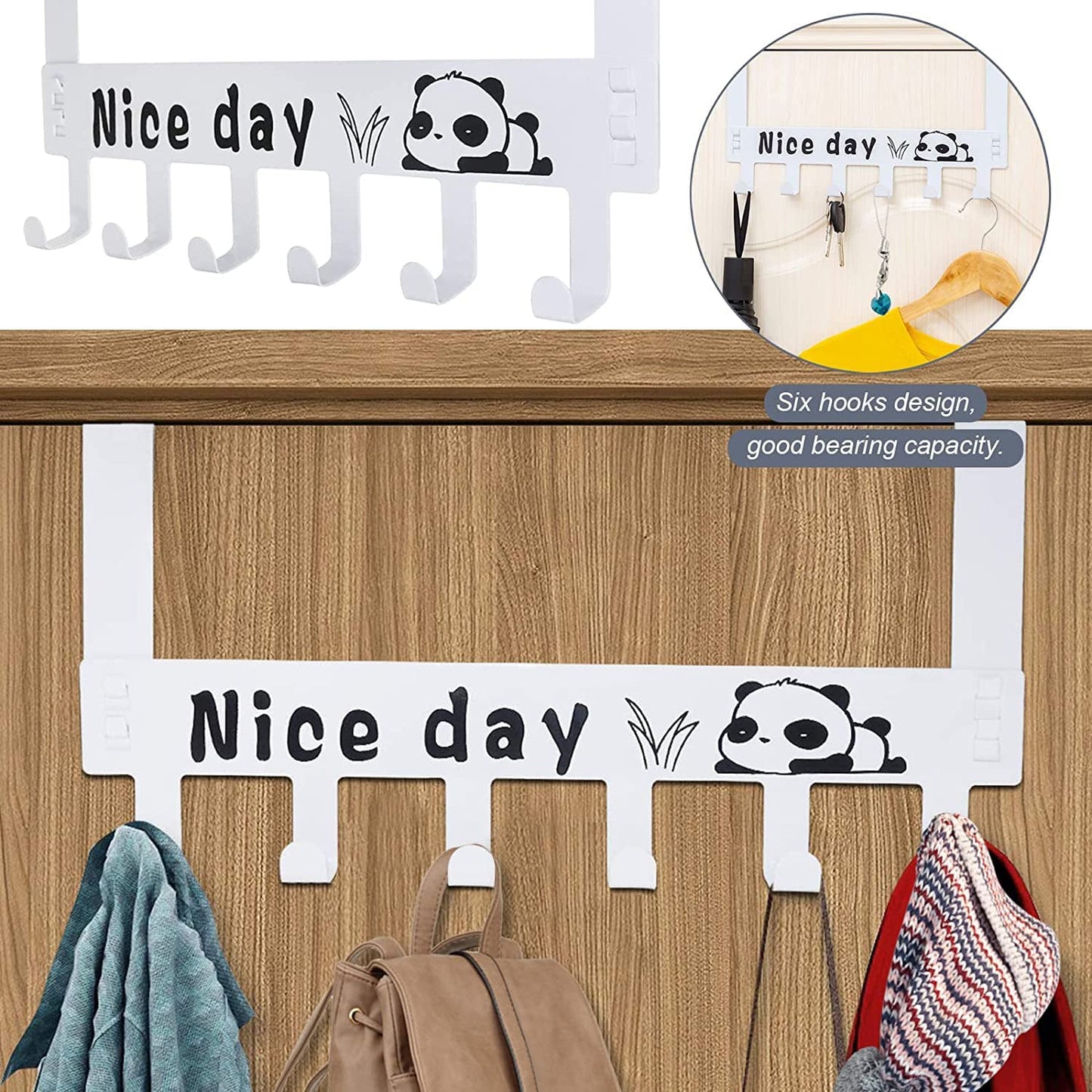 Heavy-Duty Carbon Steel Over Door Hook Rack for Towels & Coats (1 Pc, 6 Hooks) signaturekarts
