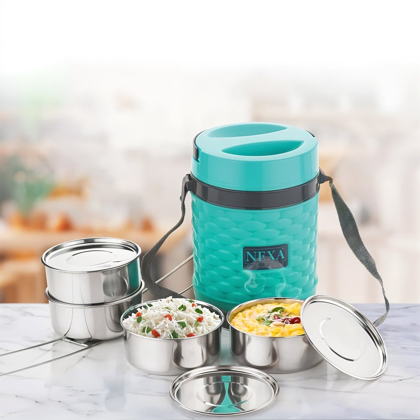 Double Wall Insulated Tiffin with Handle (1 Pc): Stackable, Hot Food Container signaturekarts