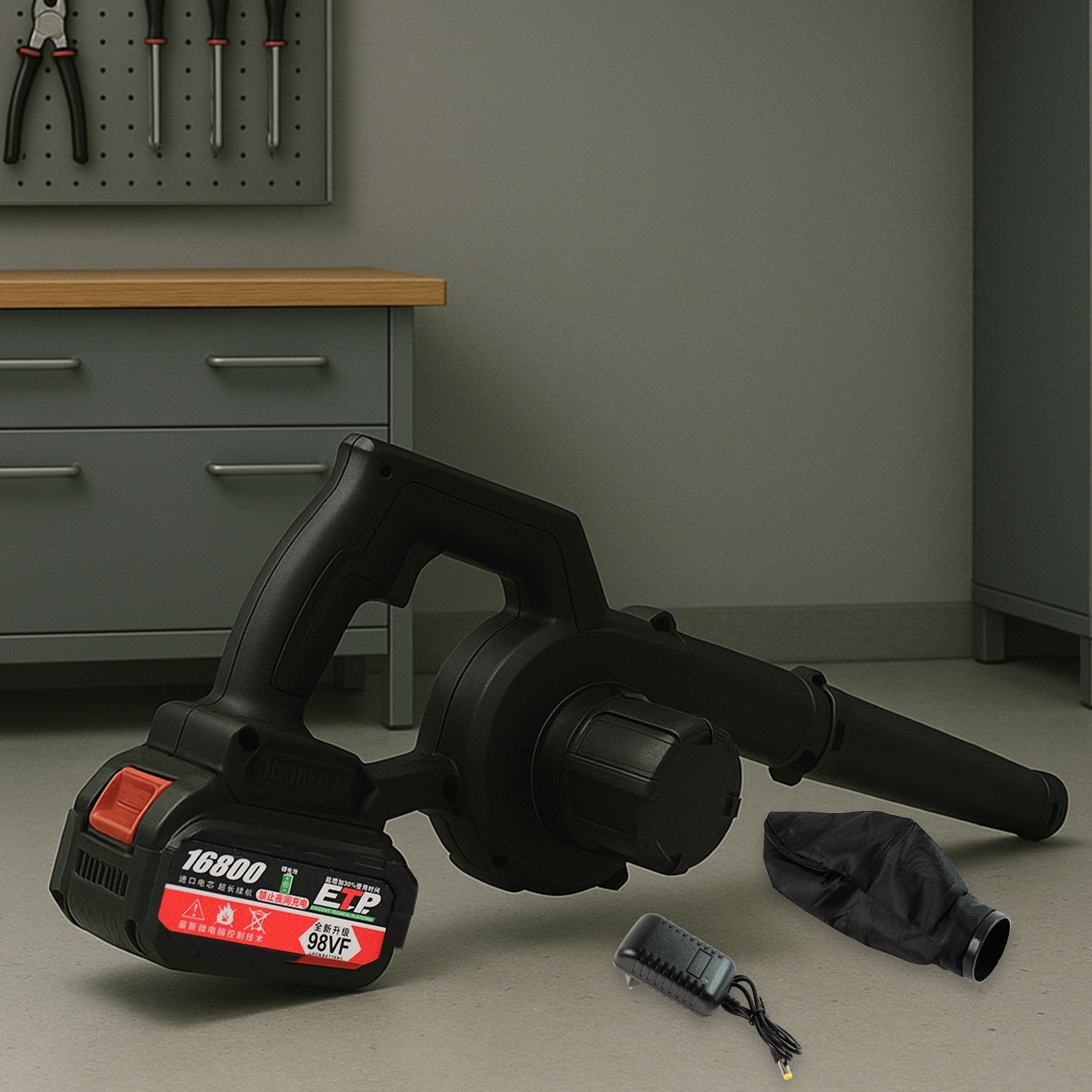 Multi-Purpose Home and Garden Air Blower Kit with Collection Bag for Easy Cleaning Signature Kart