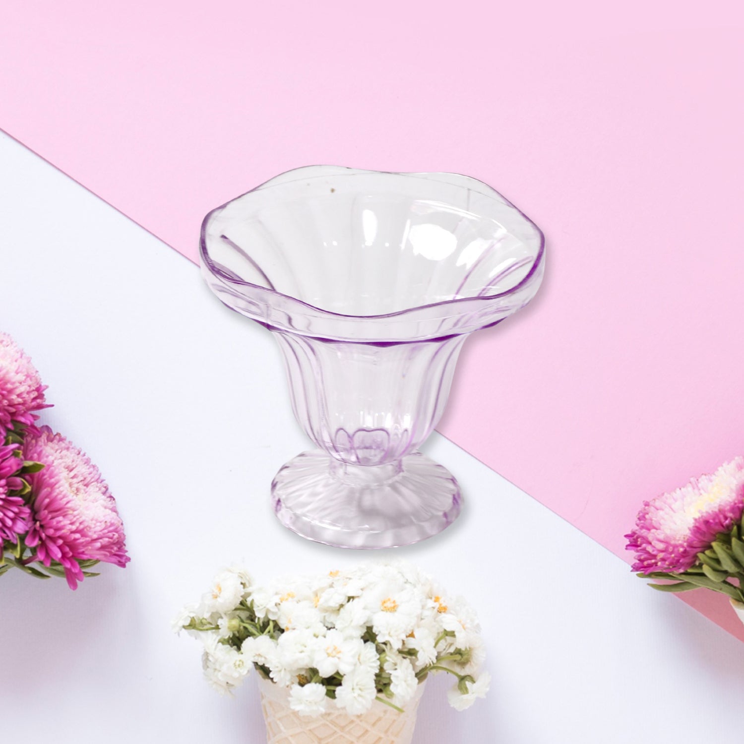 Crystal Plastic Ice-Cream Bowl Set – Serving Bowls (6 Pc) signaturekarts