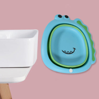 Frog Shape Foldable Baby Wash Basin – Space-Saving Face Washing Tub (33×31cm) signaturekarts