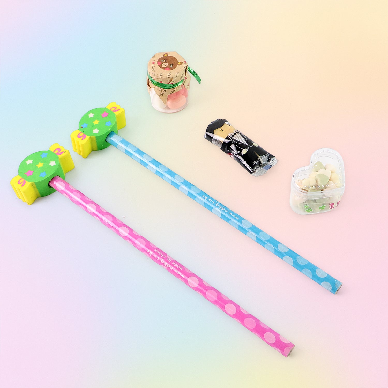 Fun Candy Design Pencil Set with Accessories (1 Set / Mix Design) Signature Kart