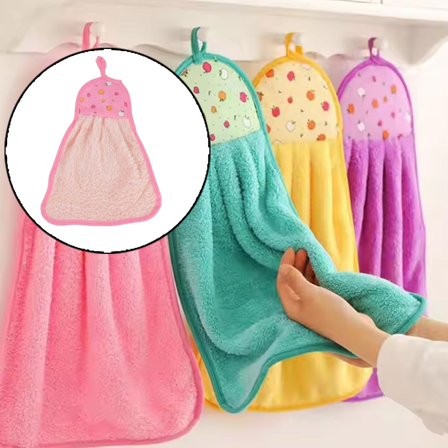 Microfiber Wash Basin Hanging Hand Kitchen Towel Napkin with Loop Signature kart
