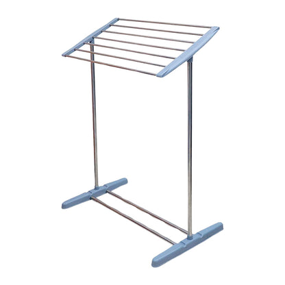 Multi-Functional Single Tier Mobile Towel Foldable Rack for Cloth and Towel / Stainless Steel and Plastic Made Mobile Towel and Cloth Rack Holder Indoor / Outdoor Standing Movable Cloth Dryer Rack, Balcony Cloth Drying Stand signaturekarts