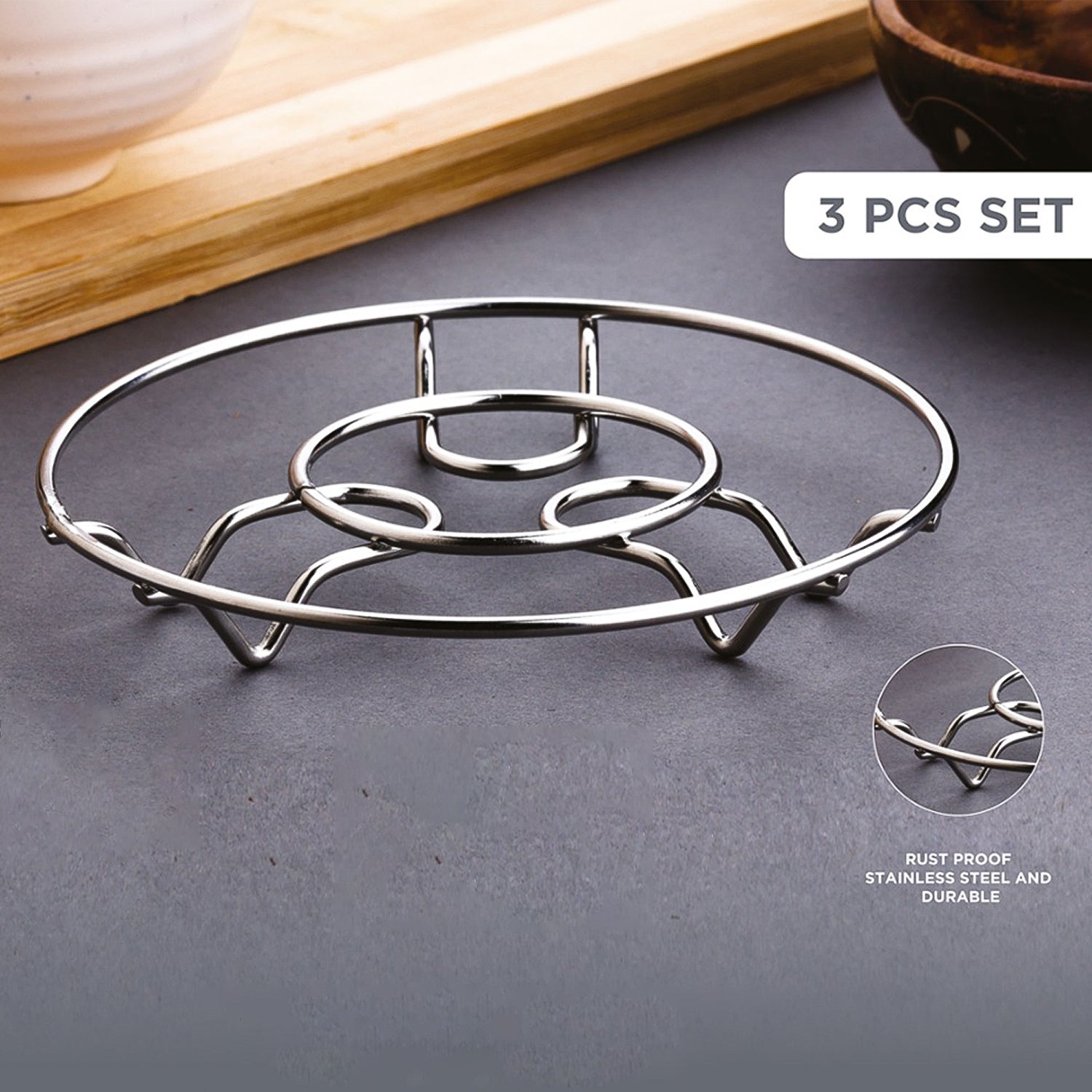 Apex Stainless Steel Wire Hotmate Trivet Stand Set of 3 Signature Kart