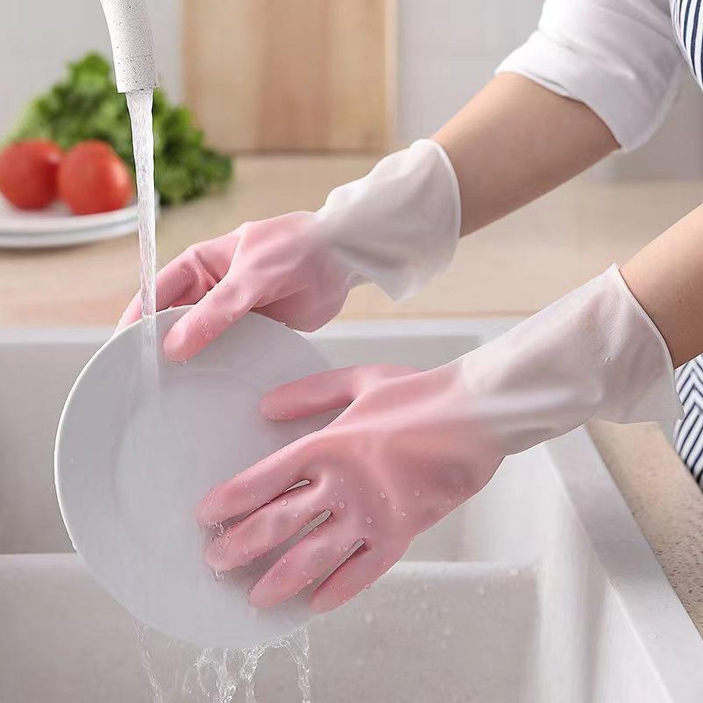 Large Size Reusable Household Cleaning Gloves - (1 Pair) signaturekarts