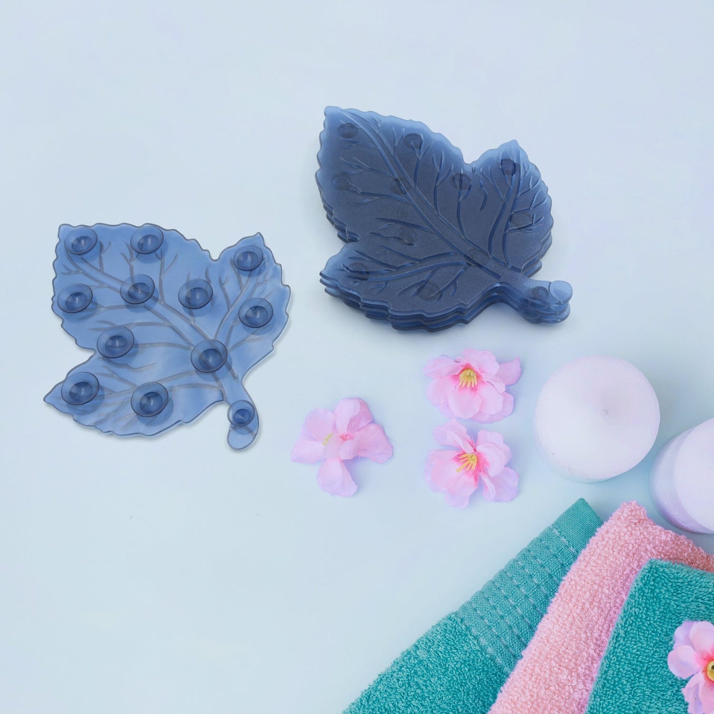 Mini PVC Anti-Slip Bat Mat Baby Non Slip Safety Shower Mats Leaf Shaped 4 Pc Set signaturekarts