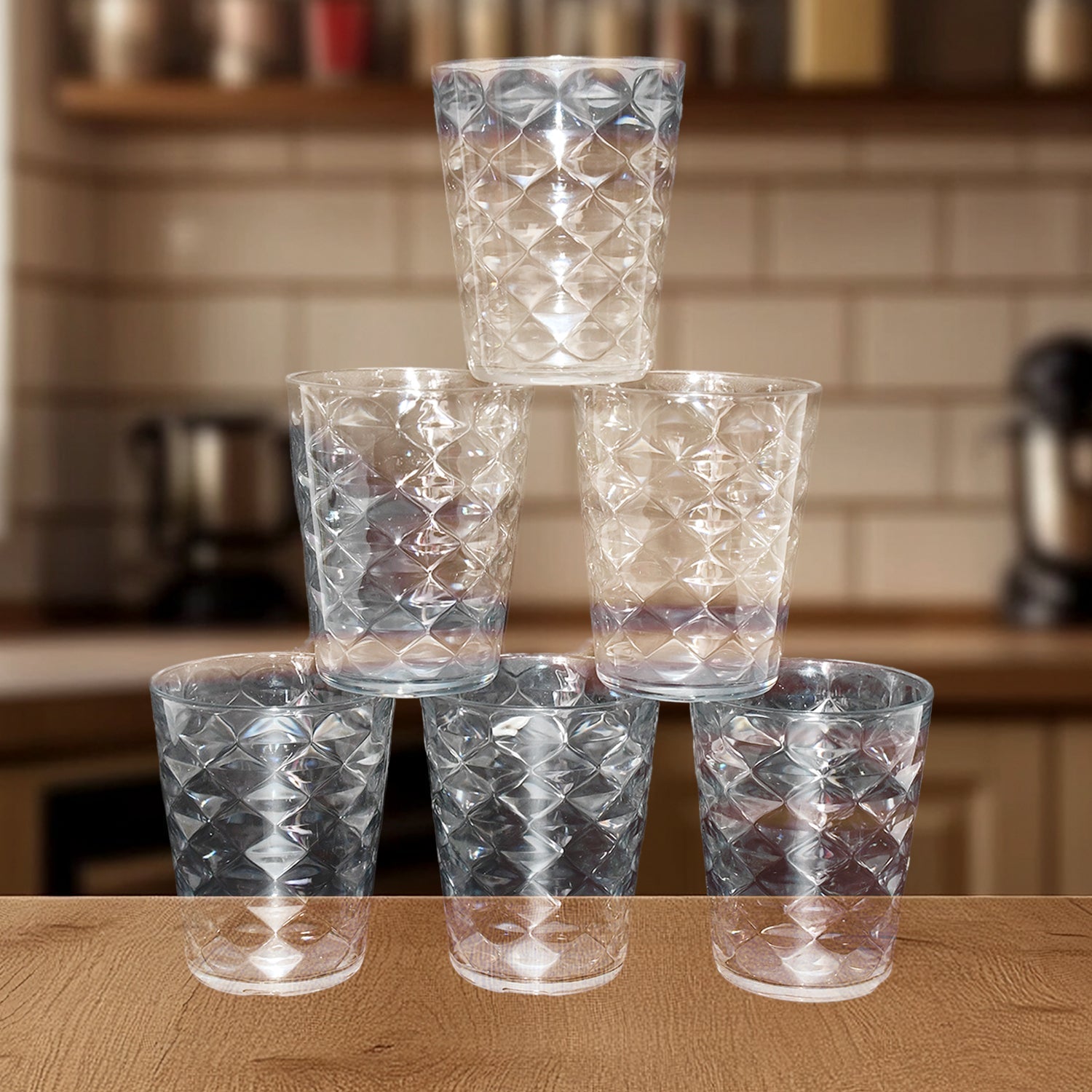 Apex Pyramid Design Unbreakable Plastic Glass – 300 ML Signature kart