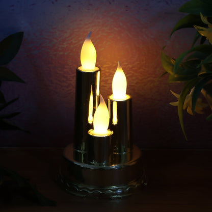 LED Flameless Candle Lamp with Triple Candle Design (1 Pc) signaturekarts