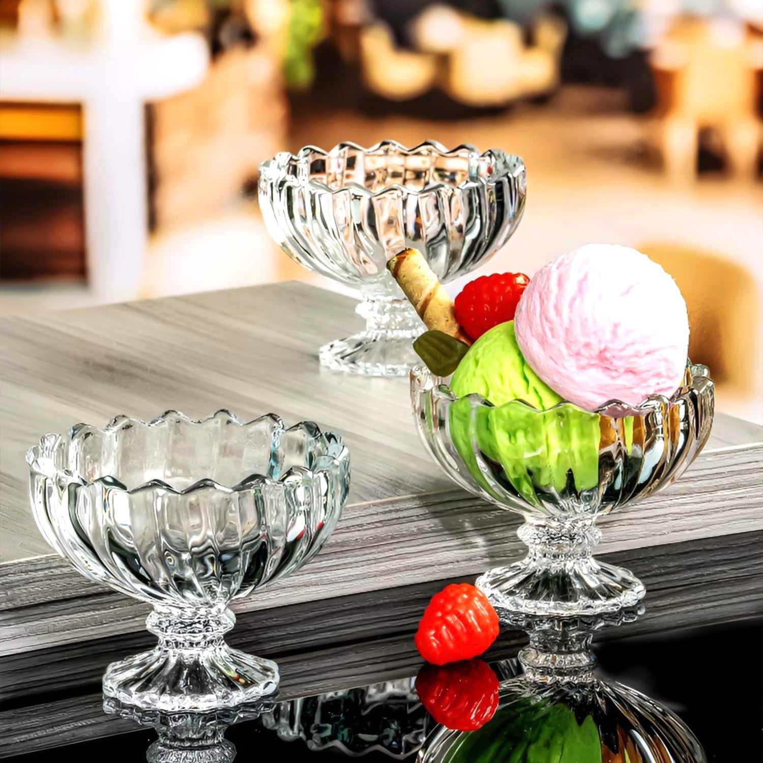 Glass Ice Cream Bowls Glass Dessert Cups for Sundae (6 pcs / 120ml) Signaturekarts
