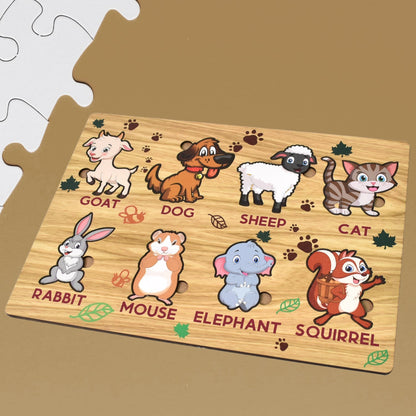 Wooden Puzzle Learning Board for Kids - (1 Pc / Mix Design / random) signaturekarts