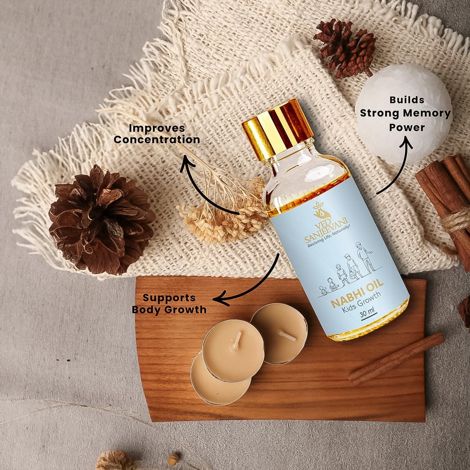 Ved Sanjeevani Nabhi Oil for Kids Growth (30ML / 1 Pc) Signature Kart