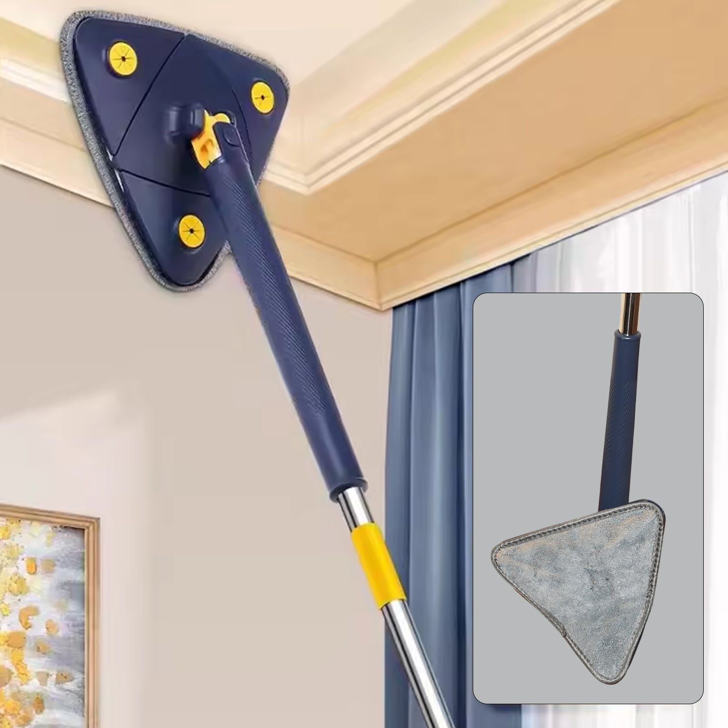 Rotatable Adjustable Triangle Cleaning Mop Triangle Mop with Long Handle(1 Pc) signaturekarts