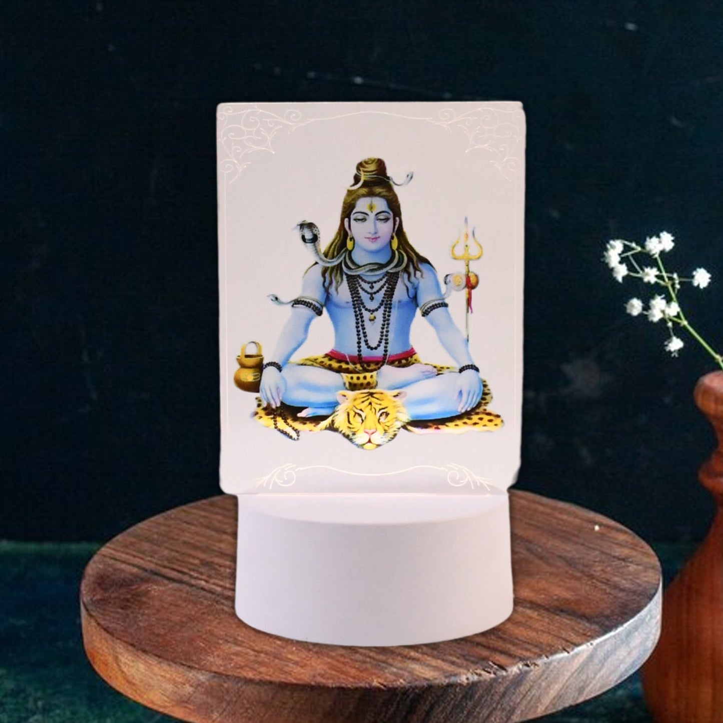 Beautiful 3D Lord Shiva Frame with Soft White Light (1 Pc) Signature kart