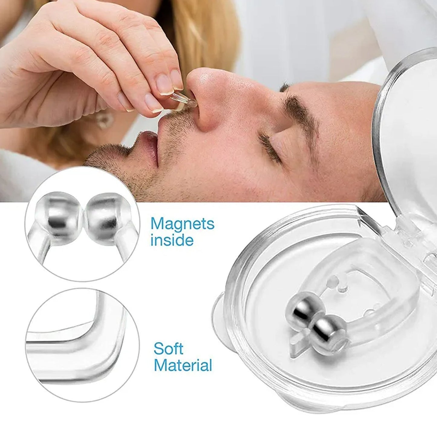 Silicone Magnetic Nose Clip Anti Snore Device for Heavy Snoring Sleeper (1 Pc) Signature Kart