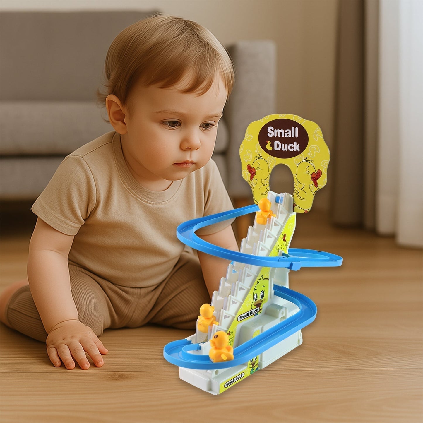 LALA Small Duck Climb Stairs Toy Roller Coaster Flashing Lights & Music (3 Ducks) Signature Kart
