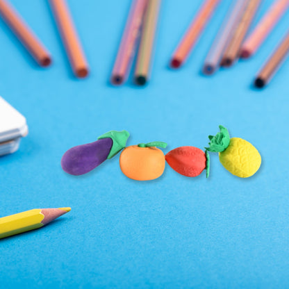 Mini Cute Veg & Fruit Erasers – 3D Colorful Eraser Set for Kids (4 Pc) signaturekarts