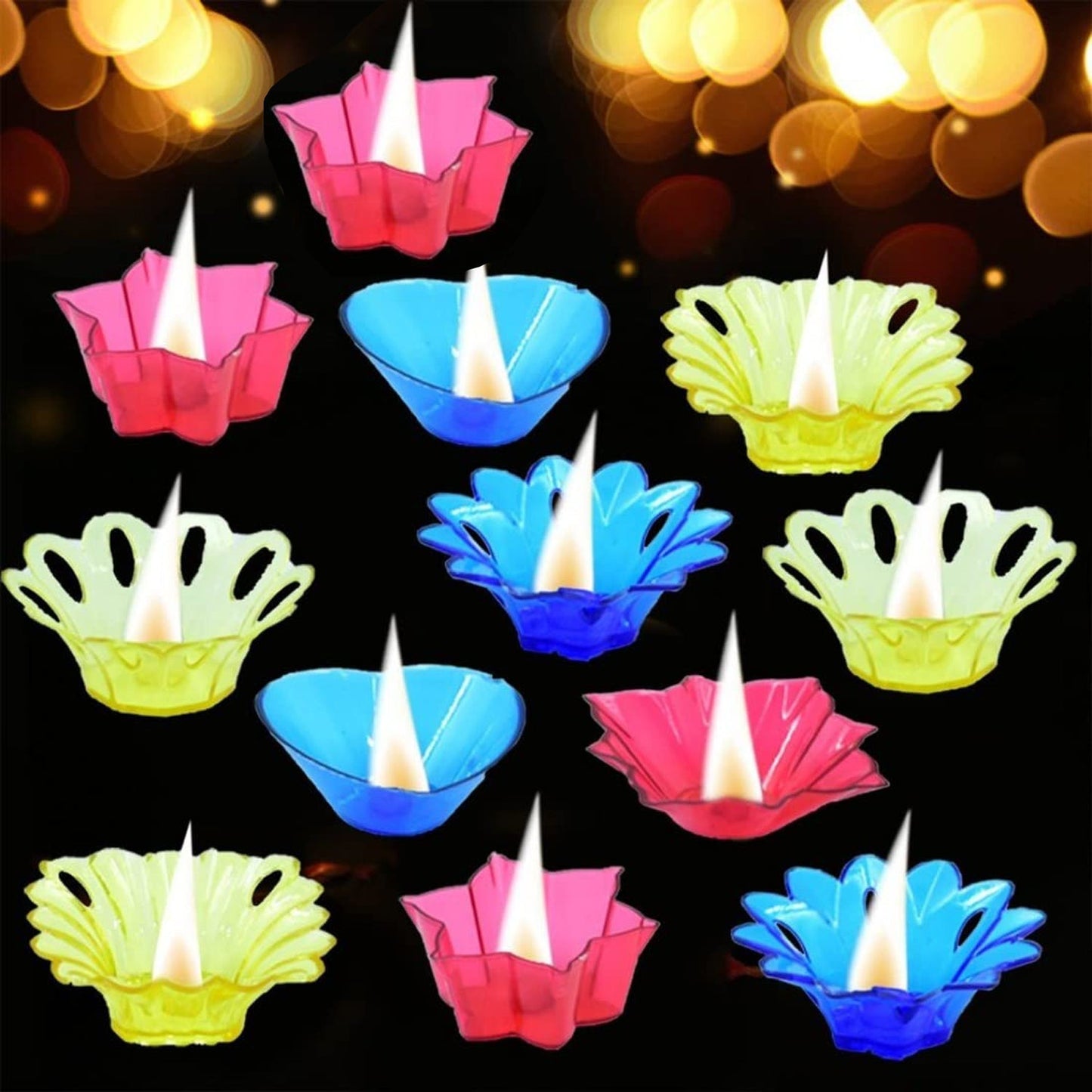 Magical Reflection Diya Set with 6 Attractive Design Cup Set Of 12 Pieces, Diwali Your Brand