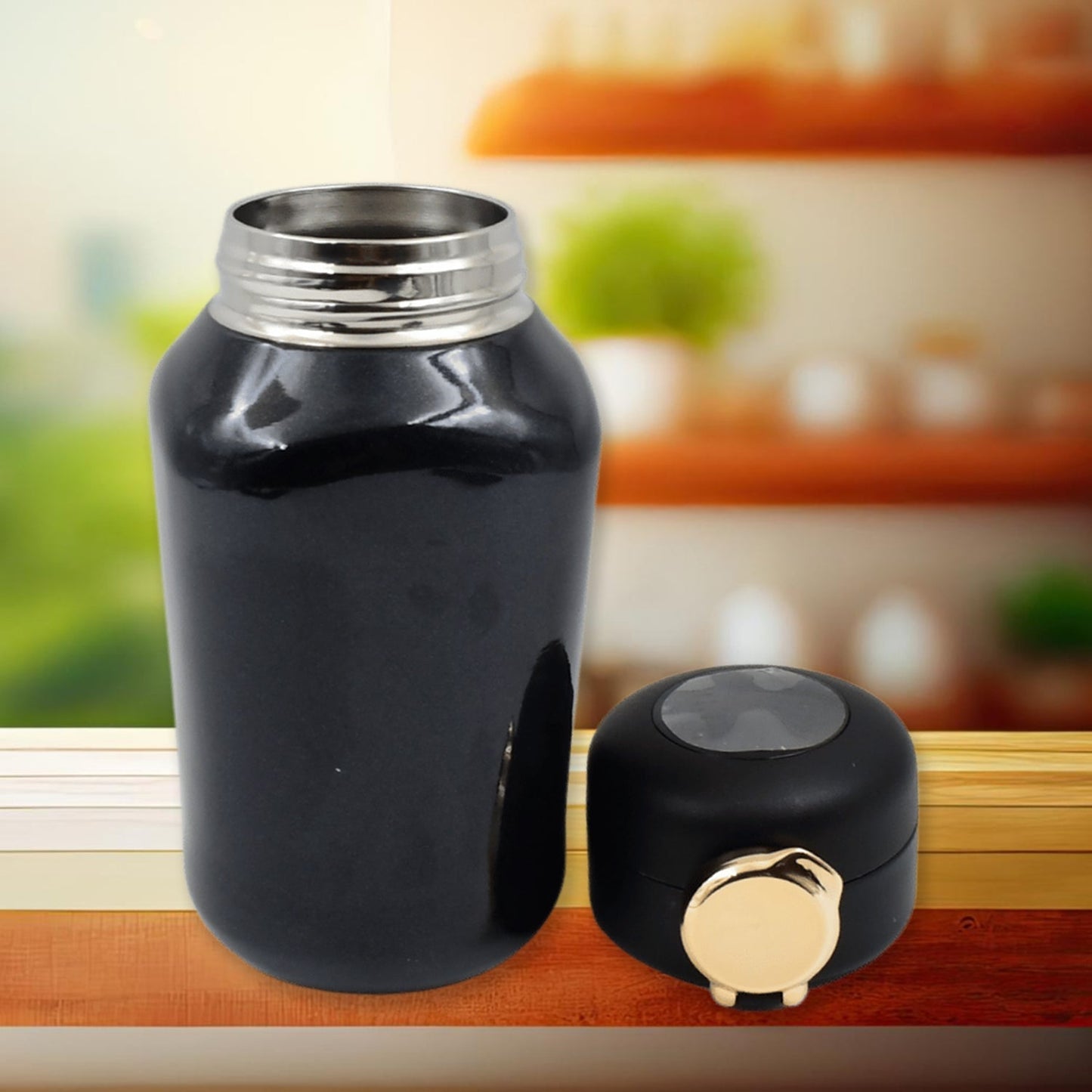 Thermos Steel Bottle, Push Button | Fashion Cup Temperature Display Bottle (420 ML) signaturekarts