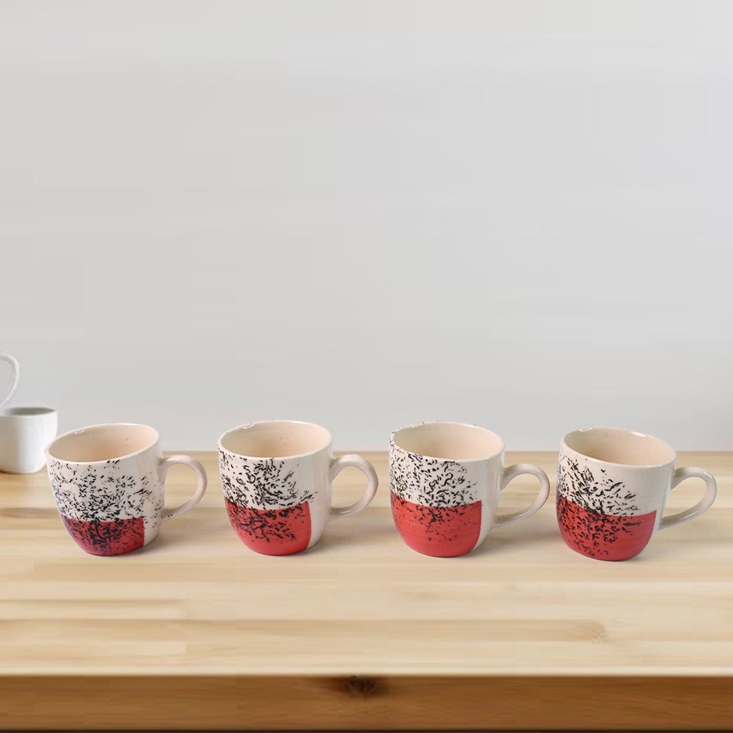 Set Of Ceramic Cup 4pc And Glass Bowl 4pc With Plastic Plate (9 Pcs Set) Signature kart