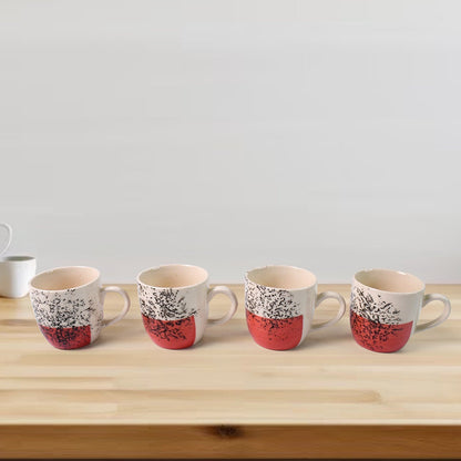 Set Of Ceramic Cup 4pc And Glass Bowl 4pc With Plastic Plate (9 Pcs Set) Signature kart