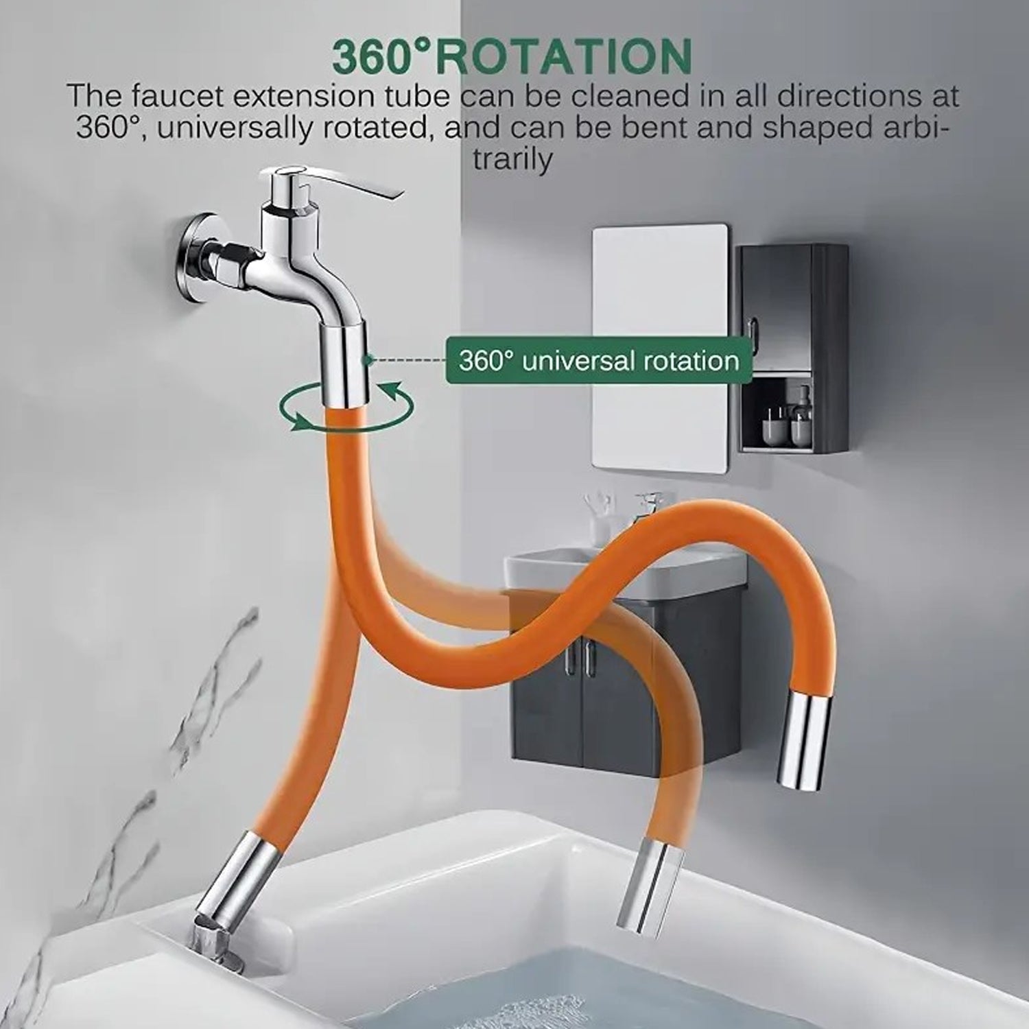 Flexible Water Tap Extender, 360° Bending Faucet Extension Tube with Connector (18cm) Your Brand