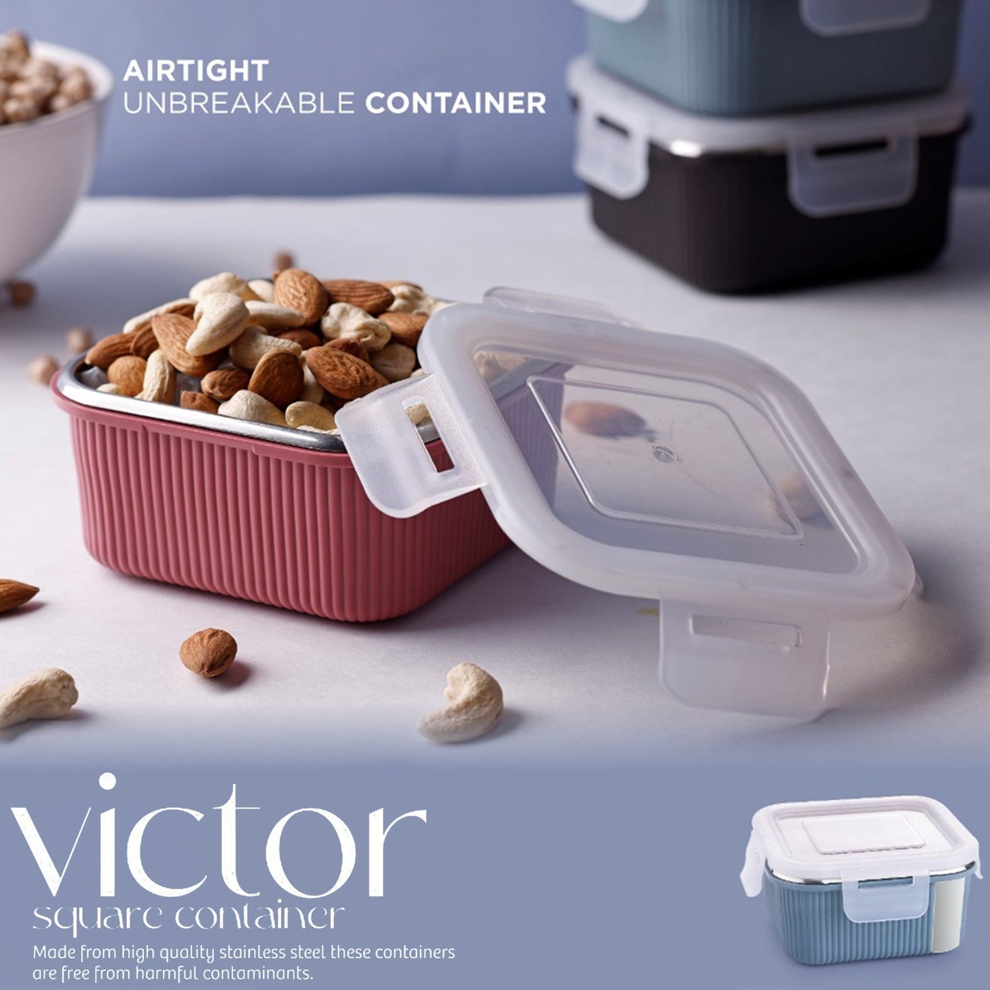 Apex Victor Square Food Storage Container (400 ML / 1 Pc) Signature Kart