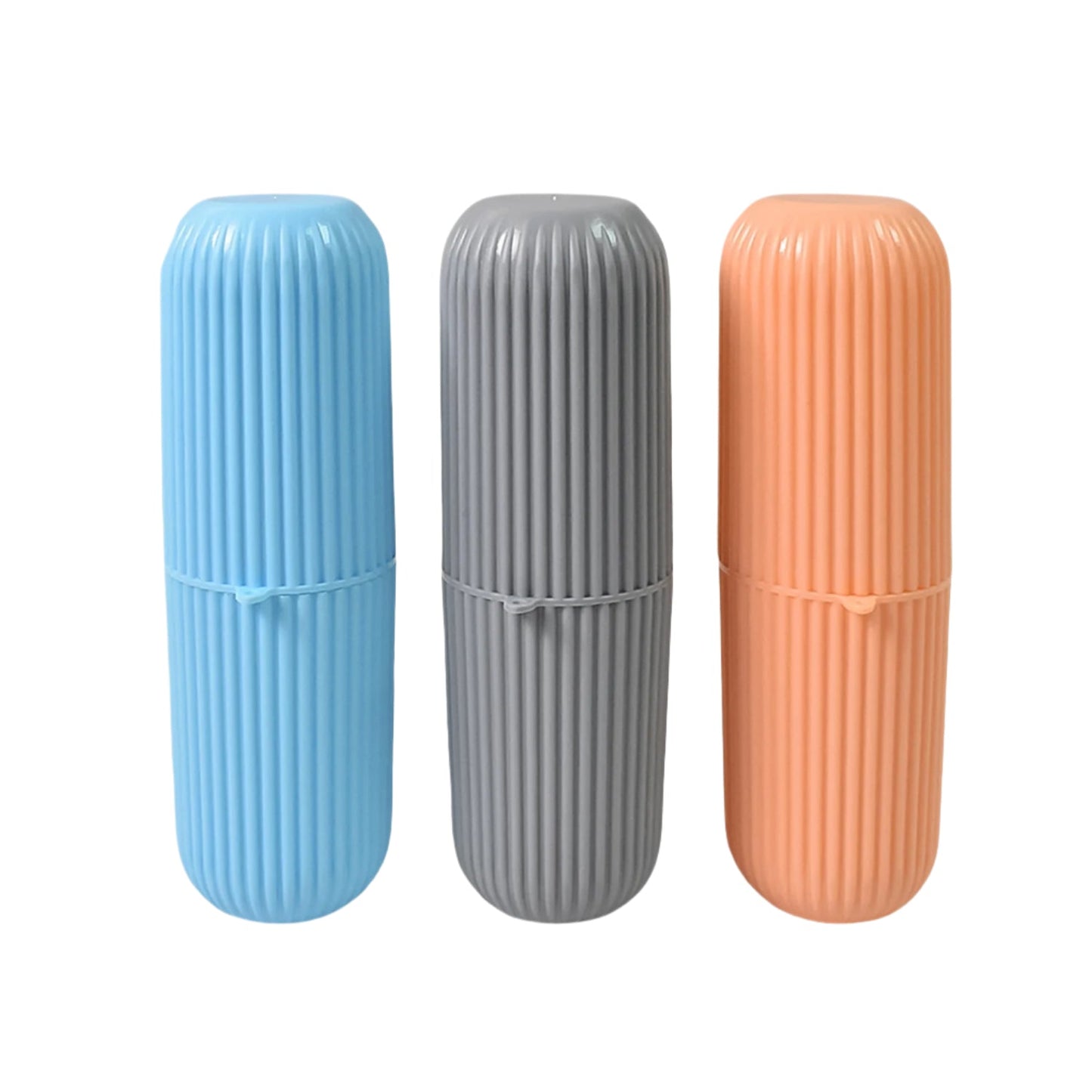 Capsule Shape Travel Toothbrush Toothpaste Case Holder (Multicolor / 3 Pcs Set) Signaturekarts