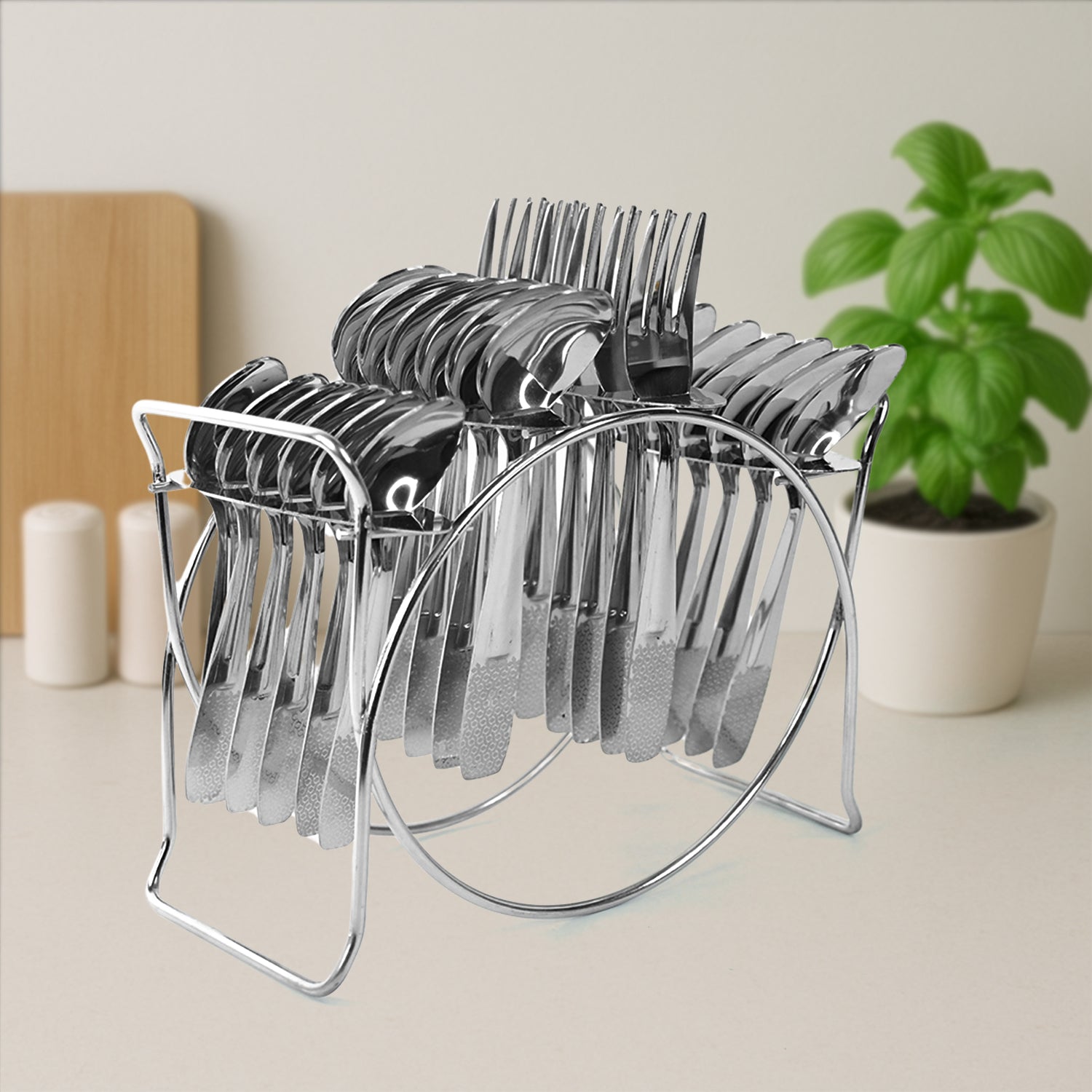 Stainless Steel Cutlery Set with Elegant Storage Stand (24 Pc) Signature kart