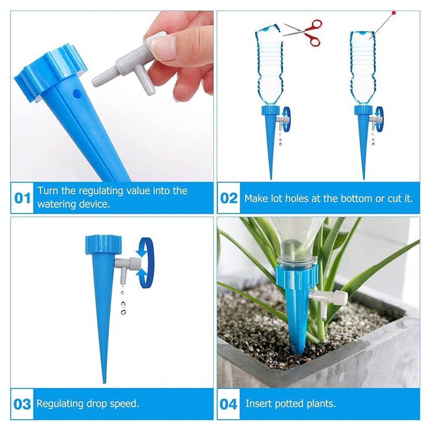 Adjustable Plant Watering Spikes with Slow Release Valve signaturekarts