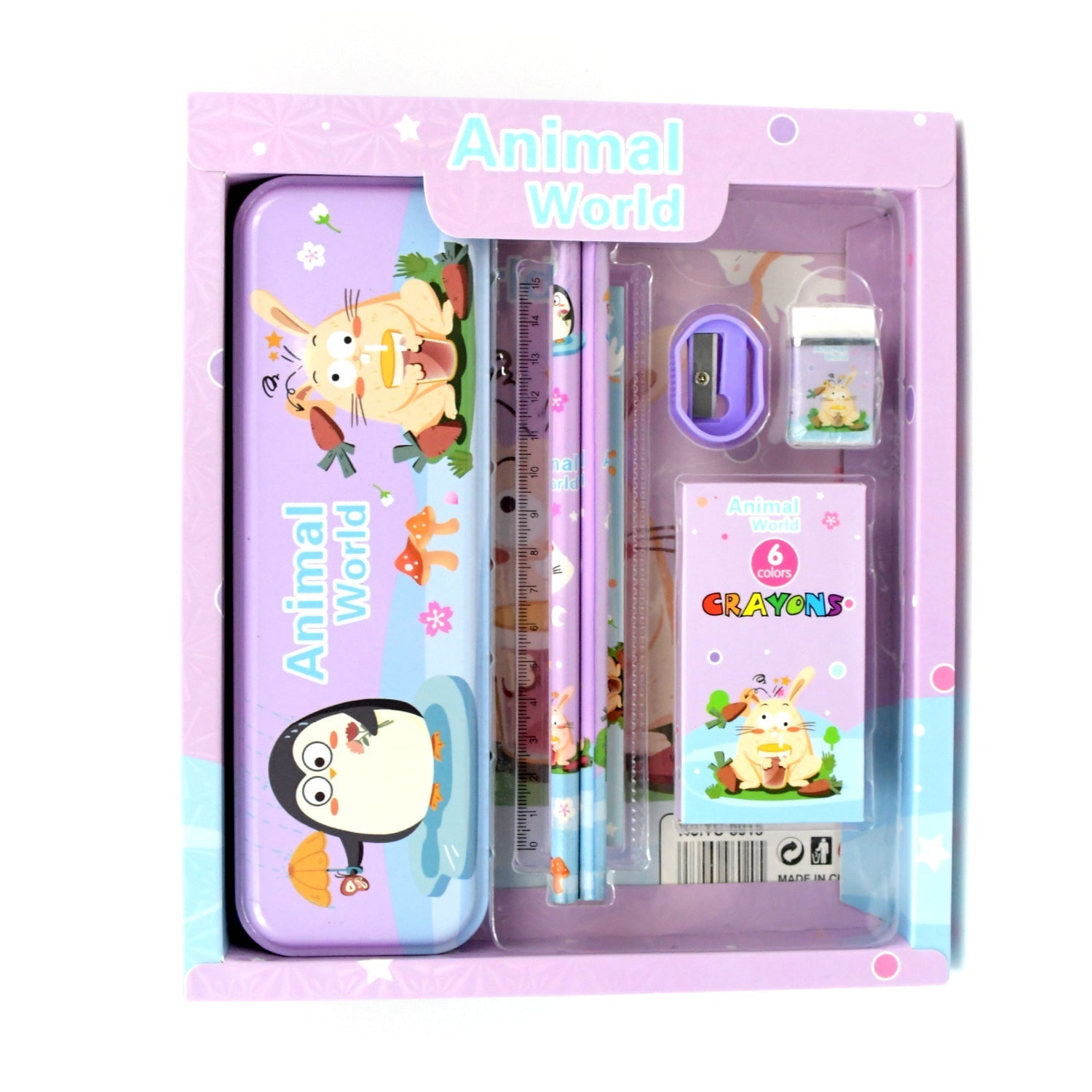 Stationery Kit for Kids - Metal Pencil Box, Sharpener, Pencil & Eraser (12 Pc Set) signaturekarts