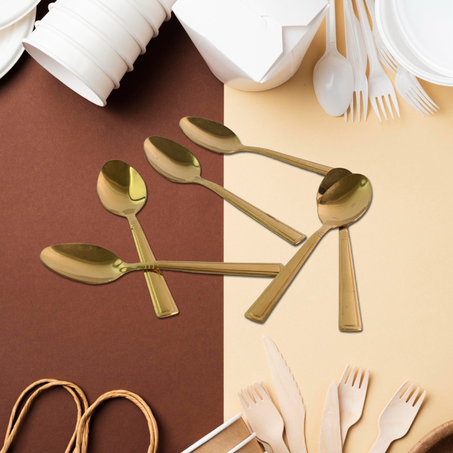 Premium Luxurious Stainless Steel Coated Spoons (6 Pcs Set / Golden) Signaturekarts