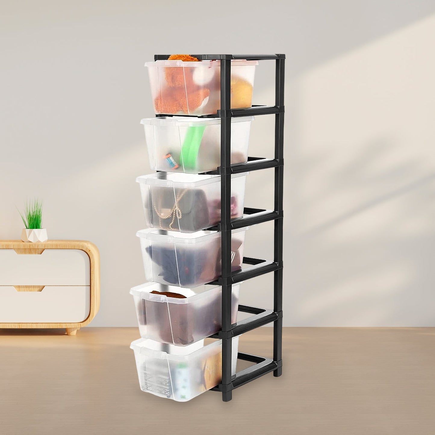 6-Layer Modular Plastic Drawer Storage Cabinet Signature kart