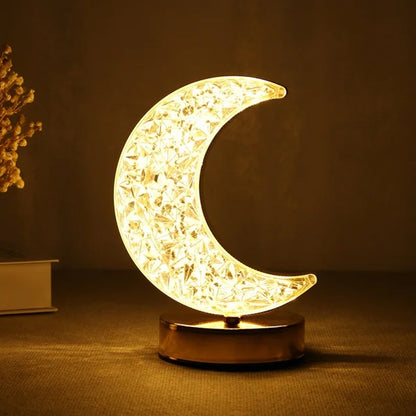 Moon Crystal Touch Table Lamp with 3 Color Dimmable USB Night Light signaturekarts