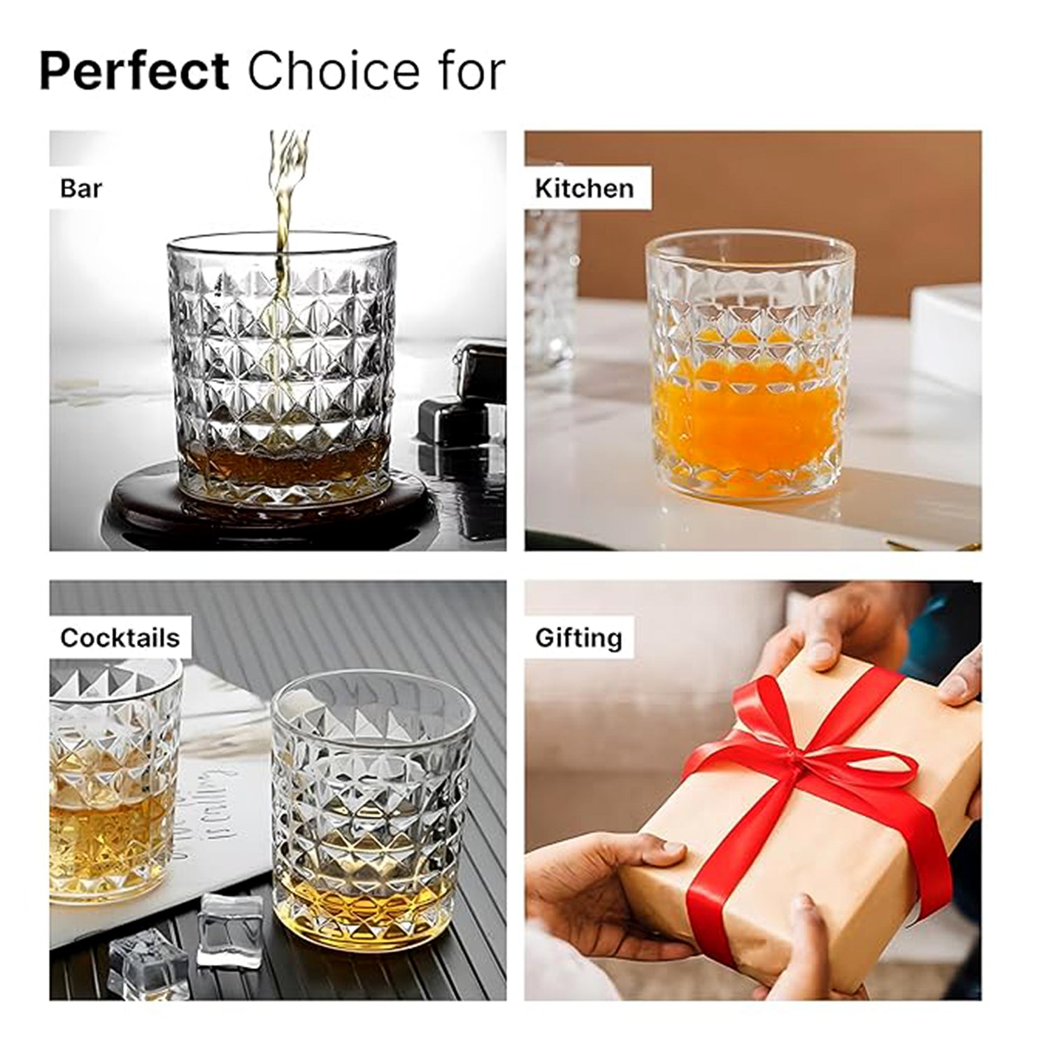Premium Crystal-Style Glass Tumbler Set (6 Pc / 210 ML) Signaturekarts