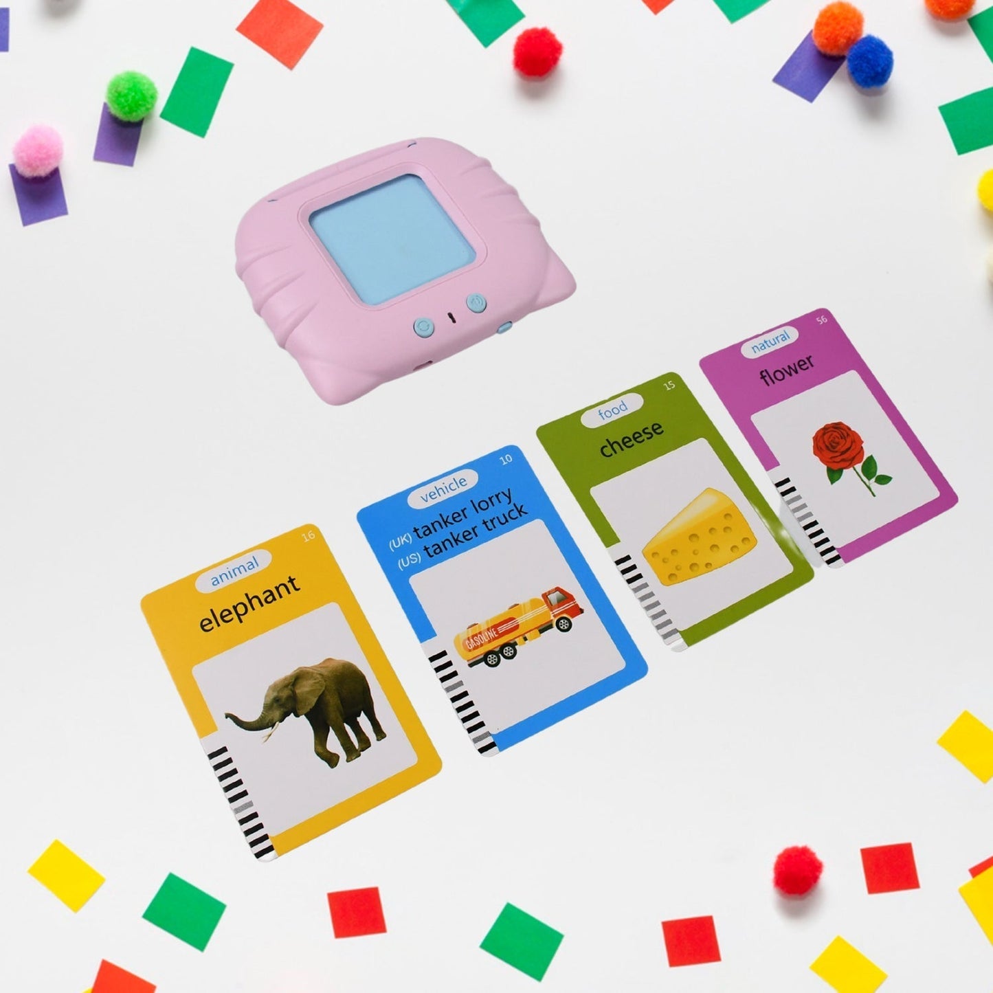 Preschool Learning Toys Flash Cards for Small Kids Educational Toys English Words Learning Machine for Kids with 224 Words, Birthday Gift for Kids Intelligent Electric Kids Language Card (1 Set) Signaturekarts