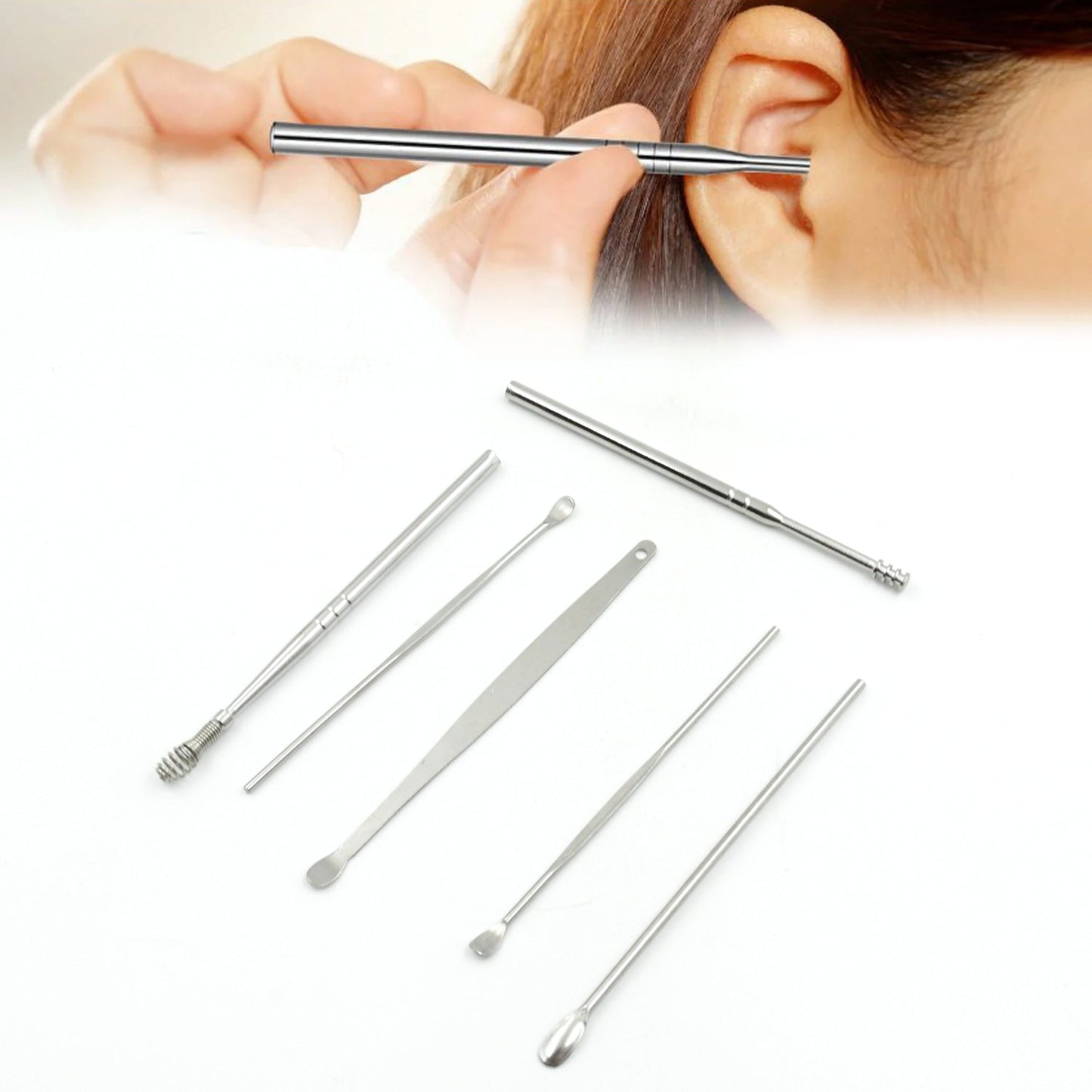 Ear Wax Removal Kit – Portable Ear Cleaning Tool with Keychain Holder (6 Pc) signaturekarts