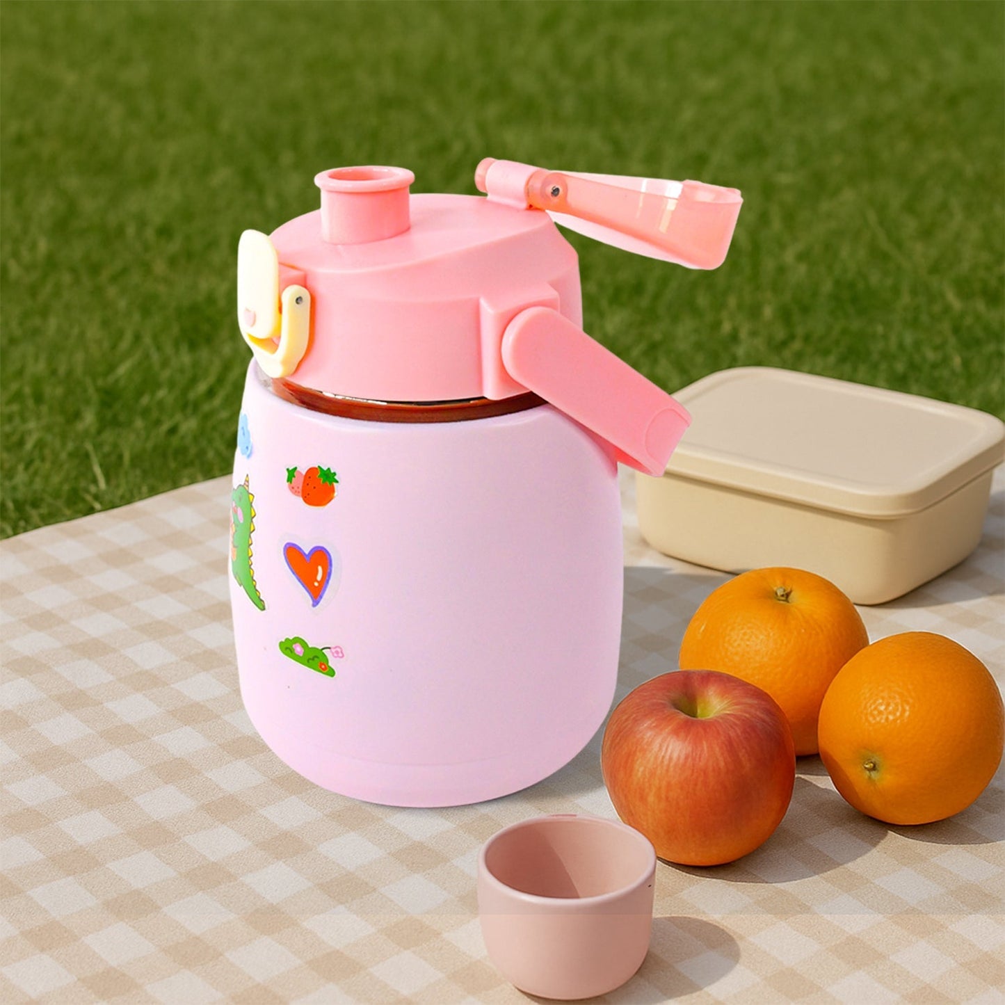 Stainless Steel Vacuum Insulated Water Bottle with Handle & Sticker (700 ML) Signature Kart