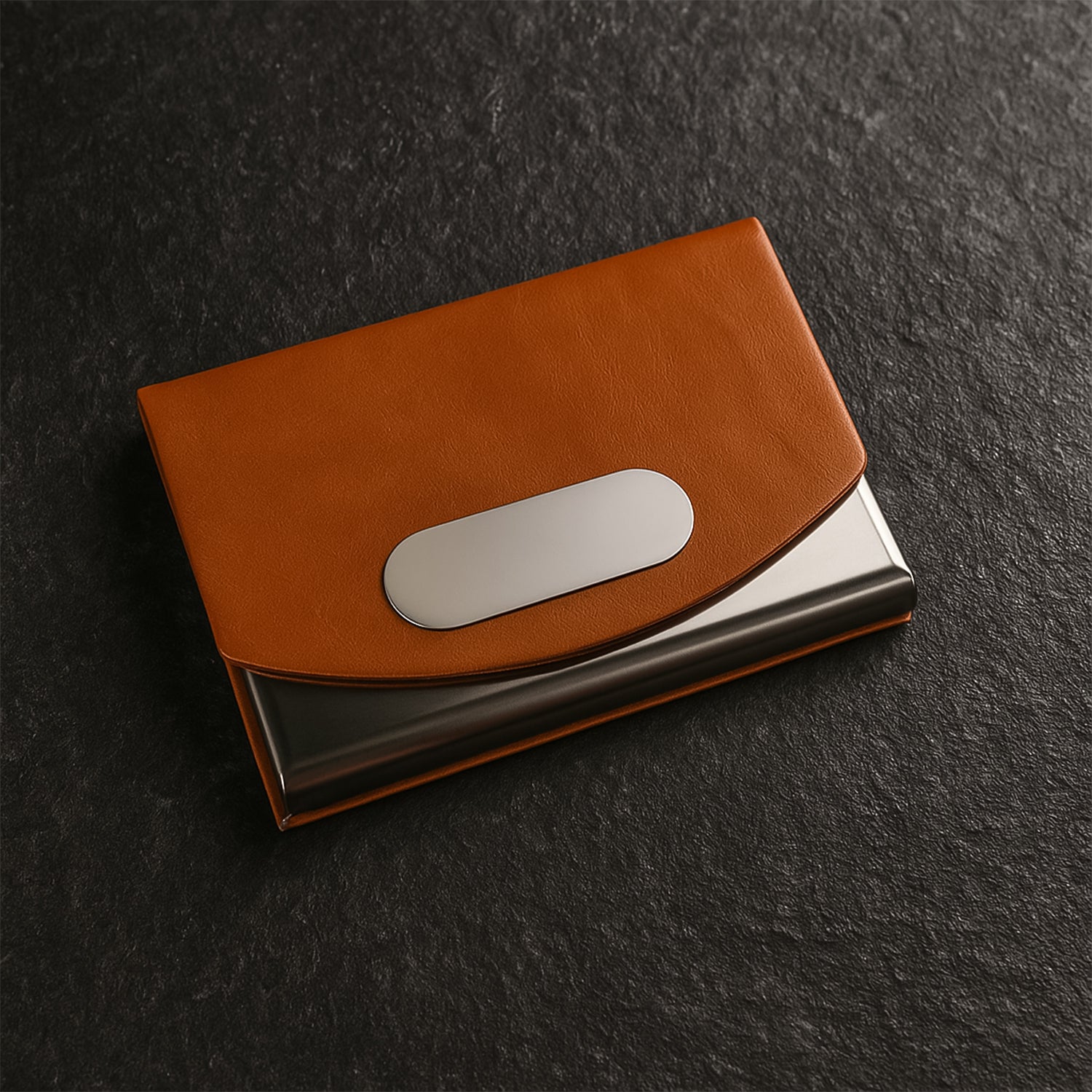 Leather & Stainless-Steel Business Card Holder (1 Pc) The Morsignaturekarts