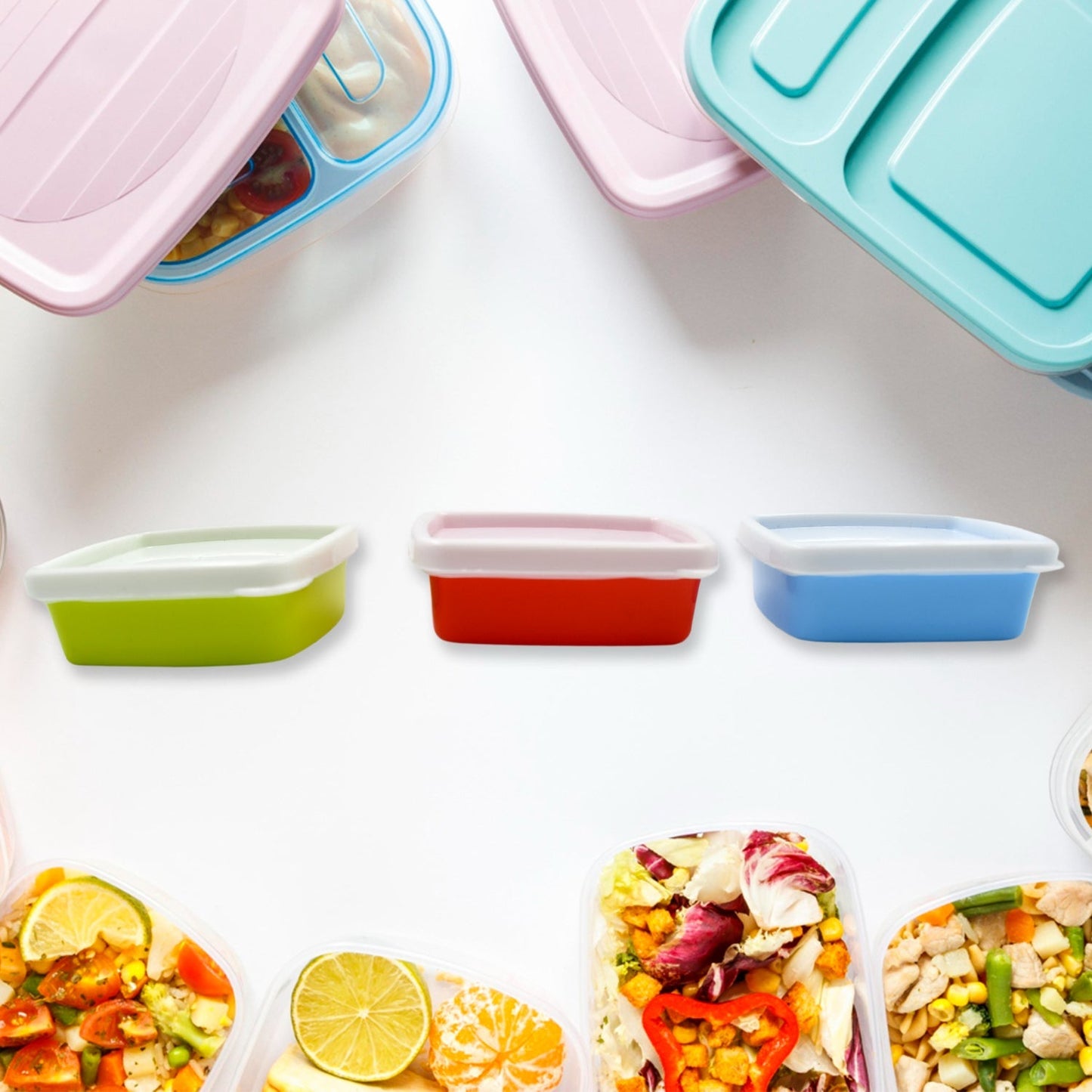 3-Piece Multicolor Airtight Container Set – Rectangular Food & Fridge Storage signaturekarts