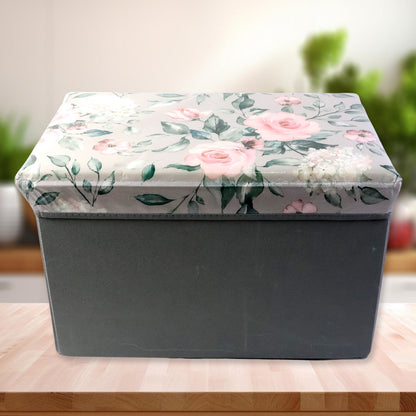 Premium Foldable Storage Box with Floral Lid (1 Pc) signaturekarts