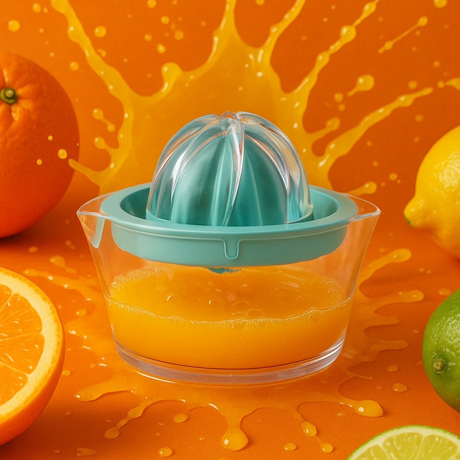 Manual Orange Lemon Citrus Juicer Squeezer Press Pourer with Lid Plastic 1 Pc signaturekarts