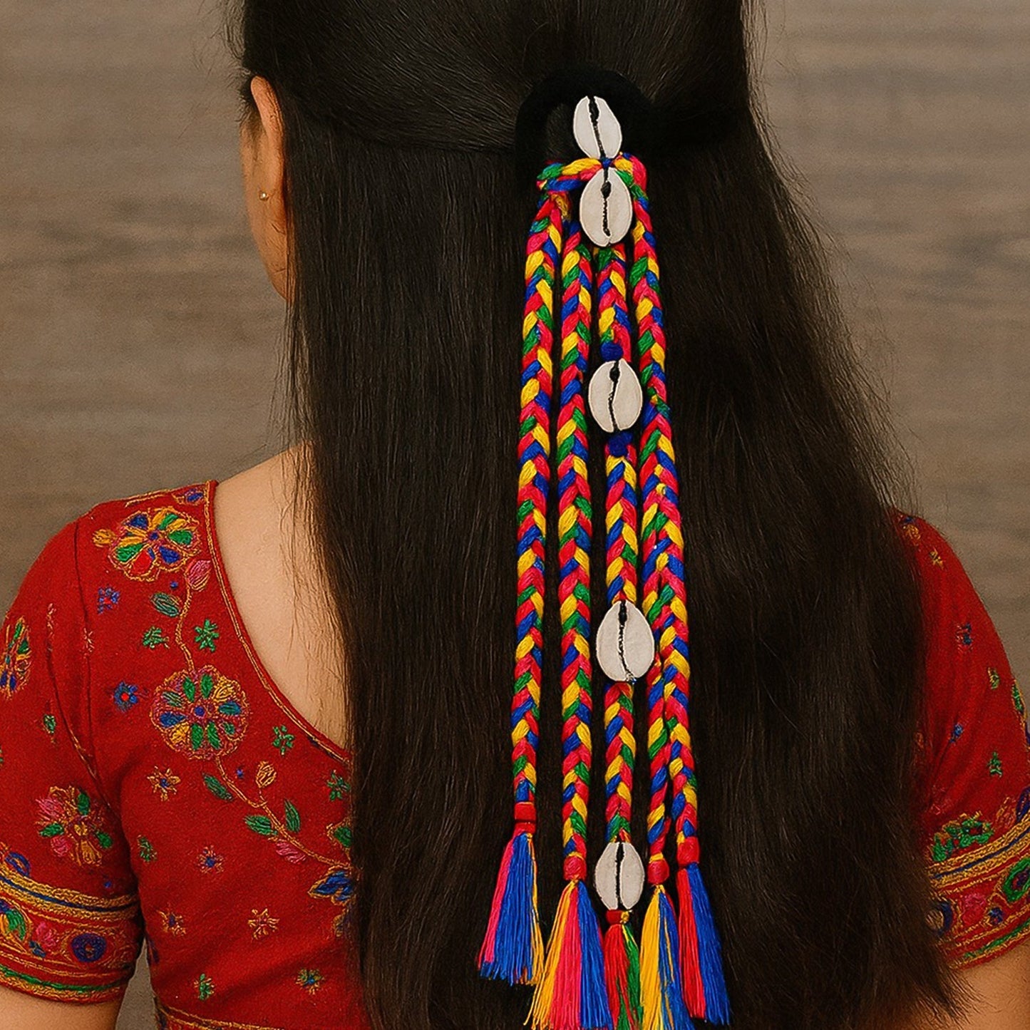 Traditional Multicolor Braided Hair Accessory Stylish Kodi String Bow (1 Pc) signaturekarts