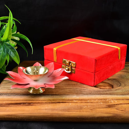 Lotus Shaped Brass Oil Diya (1 Pc) signaturekarts